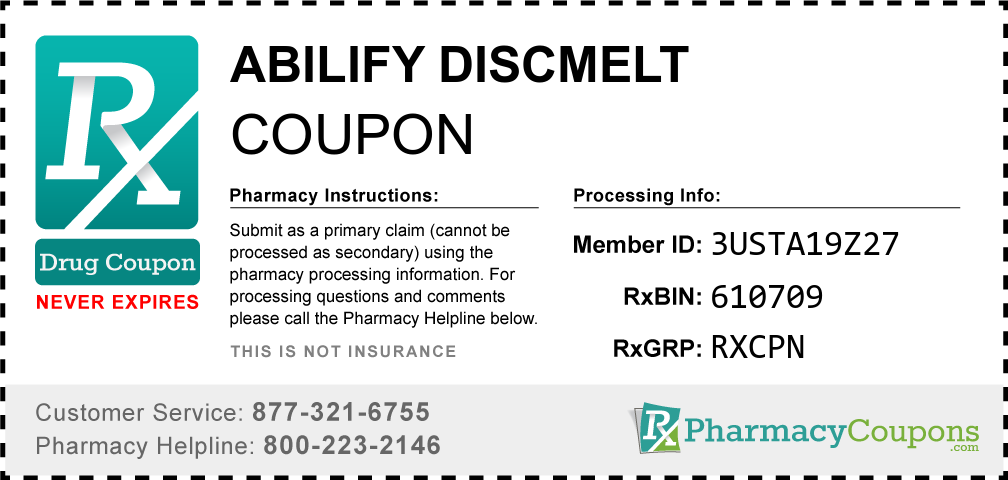 Abilify discmelt Prescription Drug Coupon with Pharmacy Savings