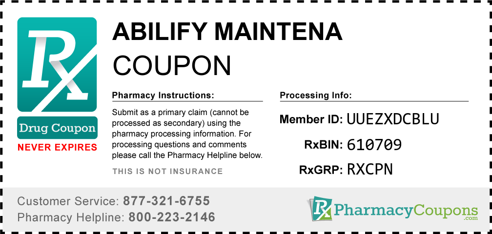 Abilify maintena Prescription Drug Coupon with Pharmacy Savings