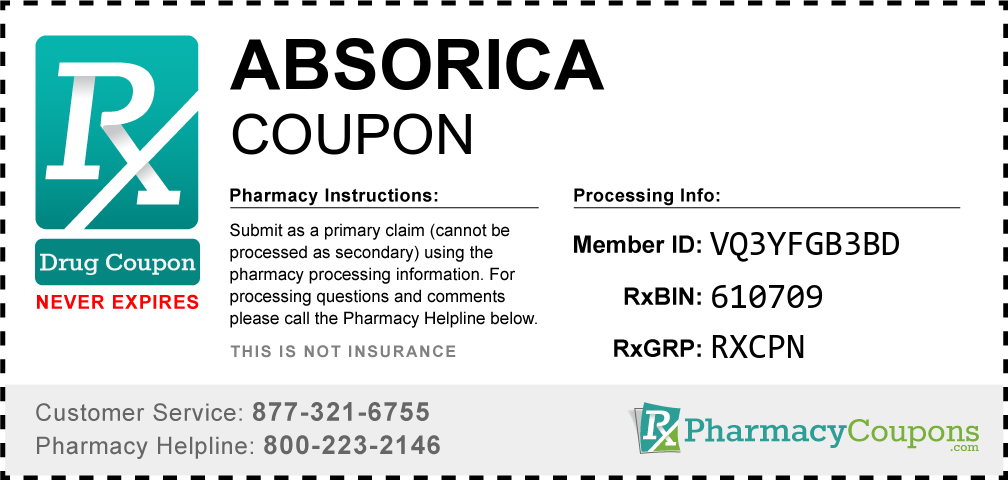 Absorica Prescription Drug Coupon with Pharmacy Savings