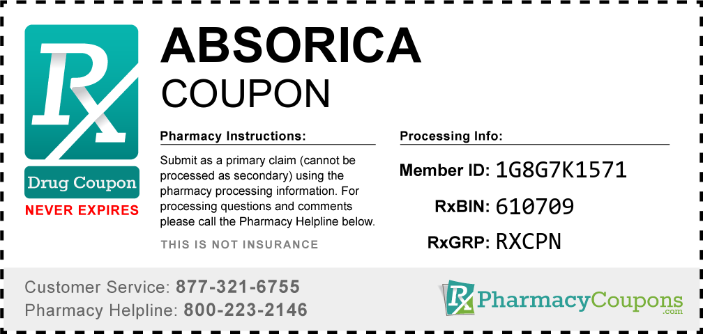Absorica Prescription Drug Coupon with Pharmacy Savings