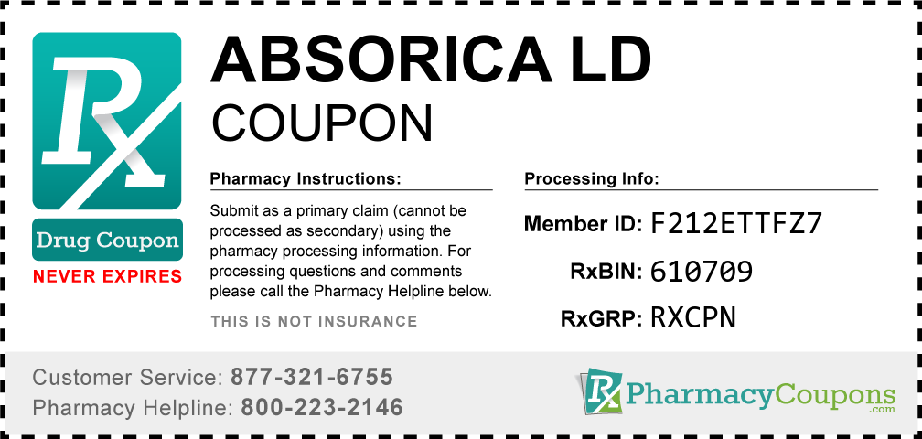 Absorica ld Prescription Drug Coupon with Pharmacy Savings