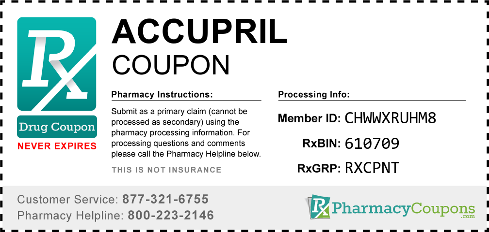 Accupril Prescription Drug Coupon with Pharmacy Savings