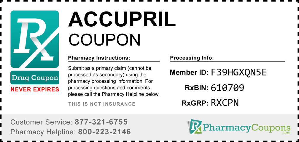 Accupril Prescription Drug Coupon with Pharmacy Savings
