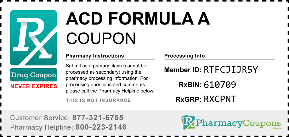 Acd formula a Prescription Drug Coupon with Pharmacy Savings