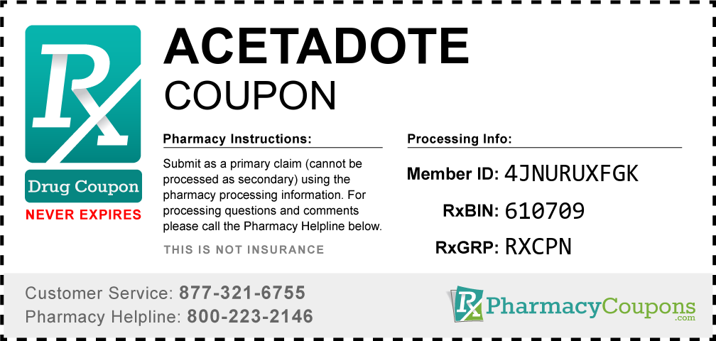 Acetadote Prescription Drug Coupon with Pharmacy Savings