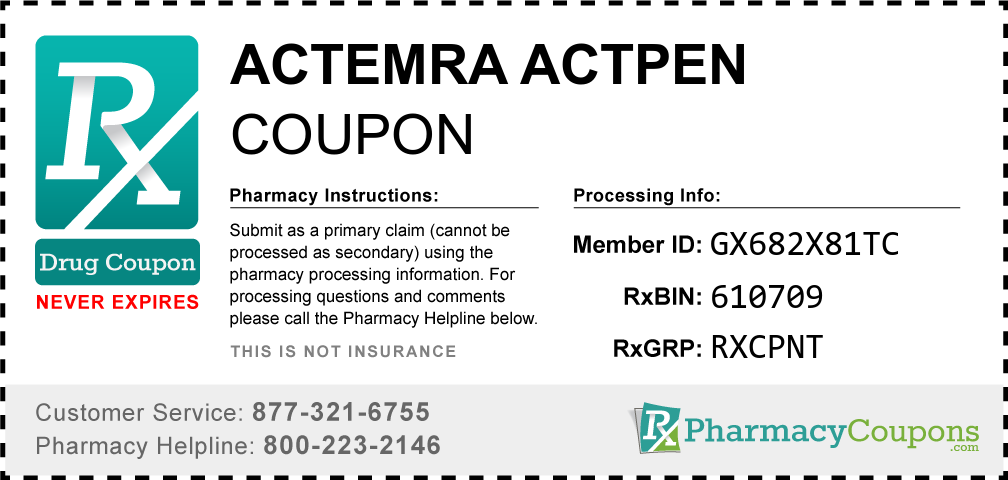 Actemra actpen Prescription Drug Coupon with Pharmacy Savings