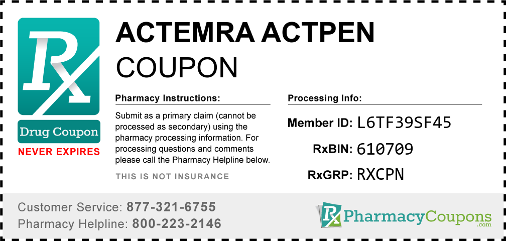 Actemra actpen Prescription Drug Coupon with Pharmacy Savings