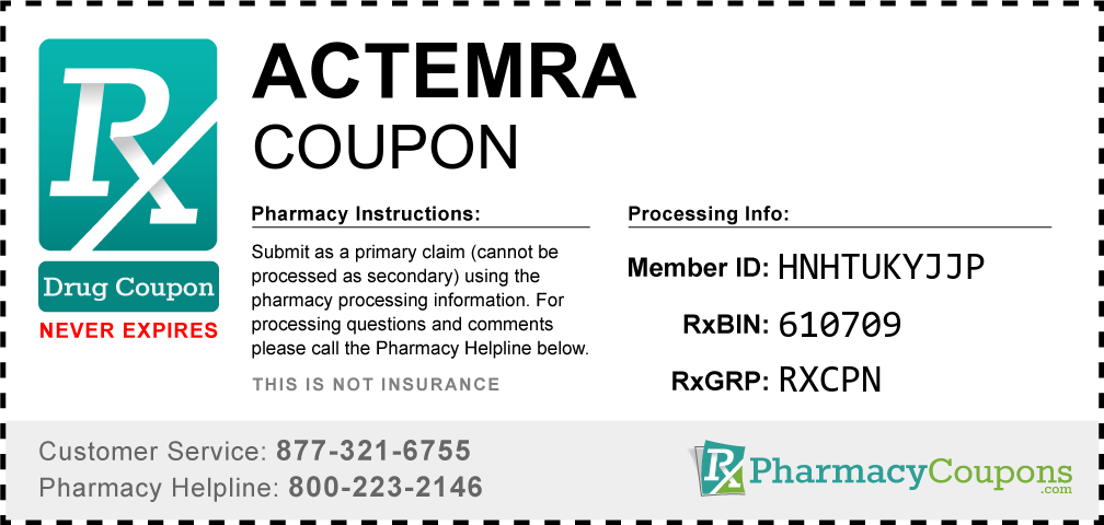 Actemra Coupon 2022 - Eligible patients pay $5 per refill ...