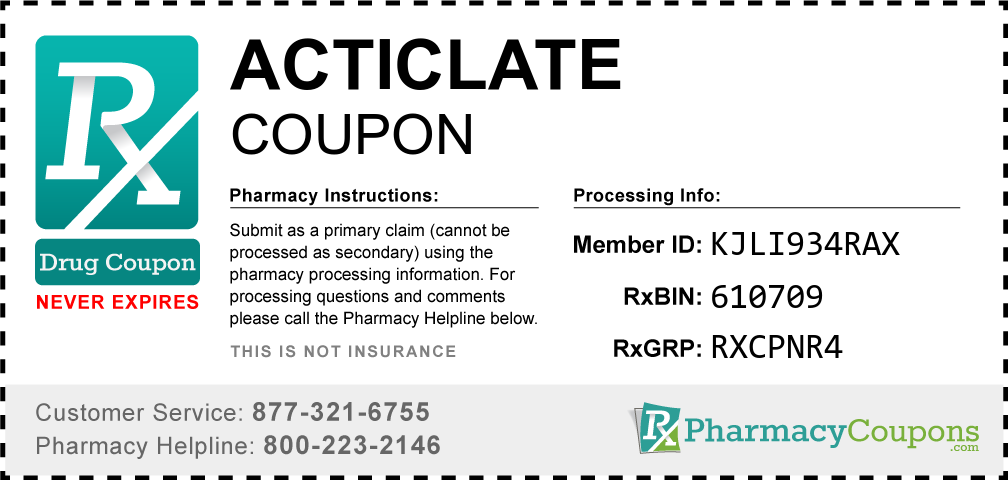 Acticlate Prescription Drug Coupon with Pharmacy Savings