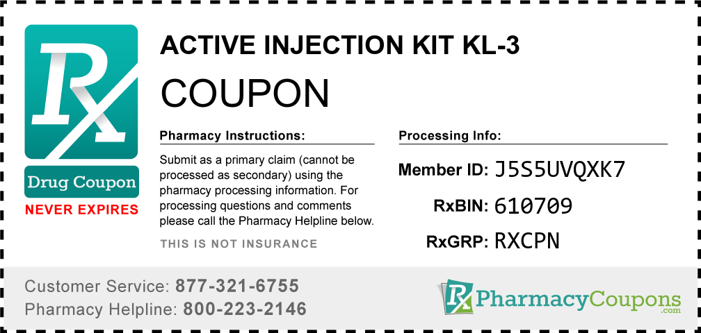 Active injection kit kl-3 Prescription Drug Coupon with Pharmacy Savings
