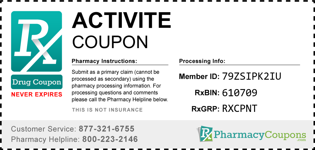 Activite Prescription Drug Coupon with Pharmacy Savings