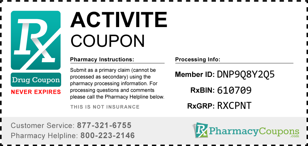 Activite Prescription Drug Coupon with Pharmacy Savings