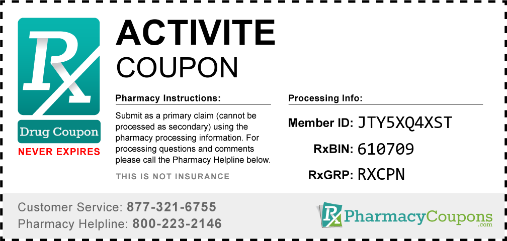 Activite Prescription Drug Coupon with Pharmacy Savings