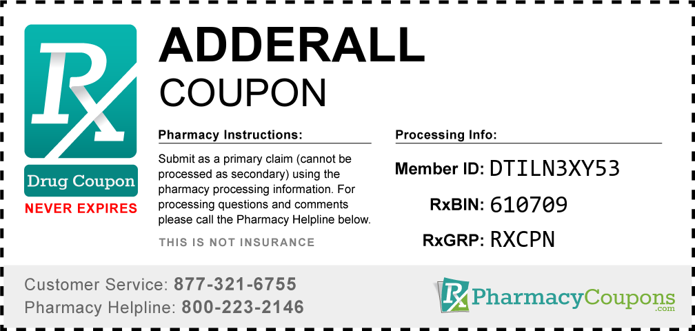 Adderall Prescription Drug Coupon with Pharmacy Savings