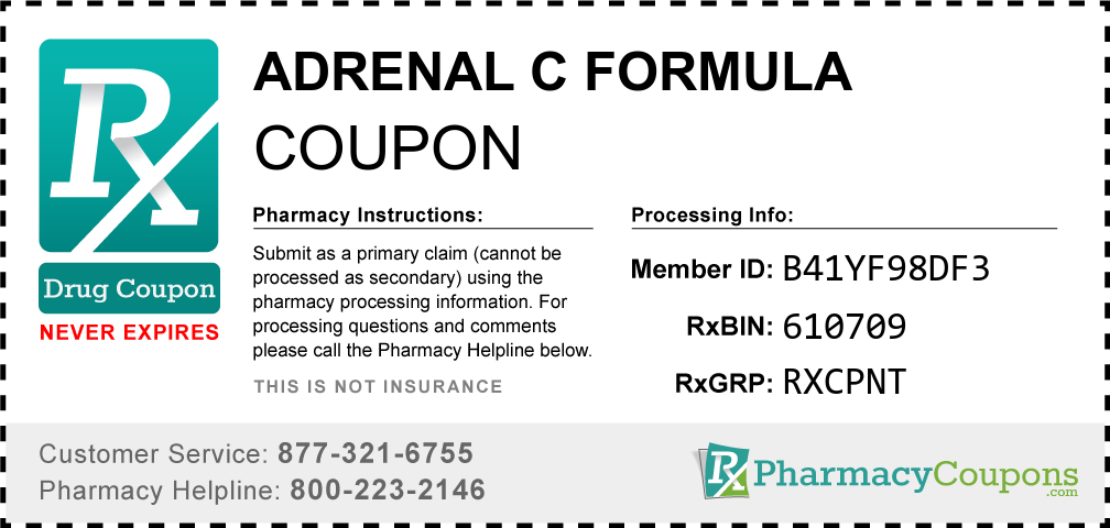 Adrenal c formula Prescription Drug Coupon with Pharmacy Savings
