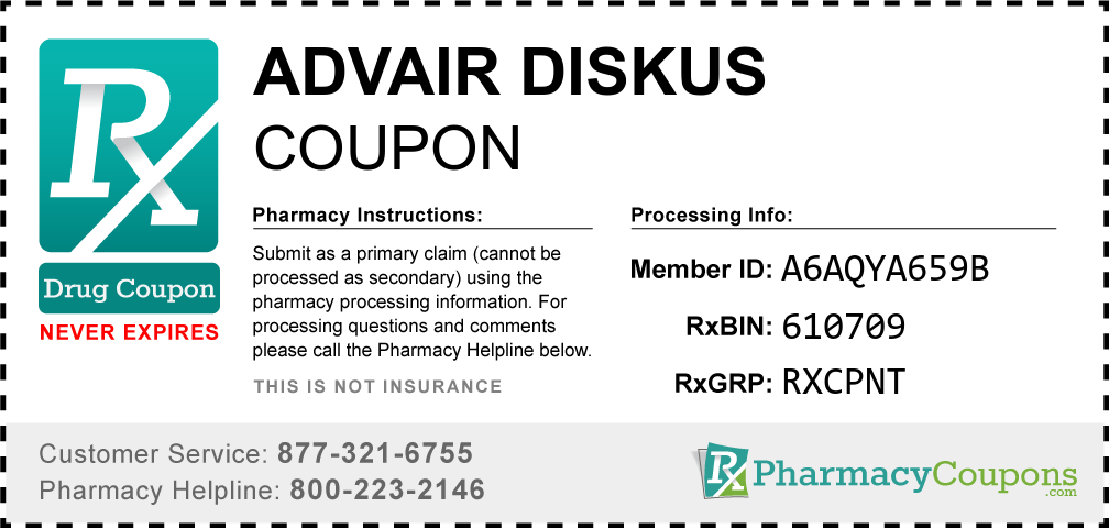 Advair diskus Prescription Drug Coupon with Pharmacy Savings