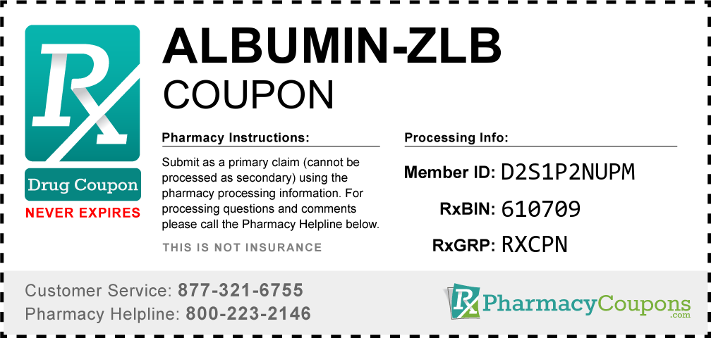 Albumin-zlb Prescription Drug Coupon with Pharmacy Savings