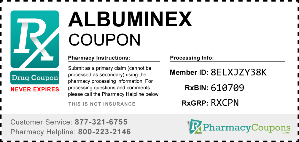 Albuminex Prescription Drug Coupon with Pharmacy Savings