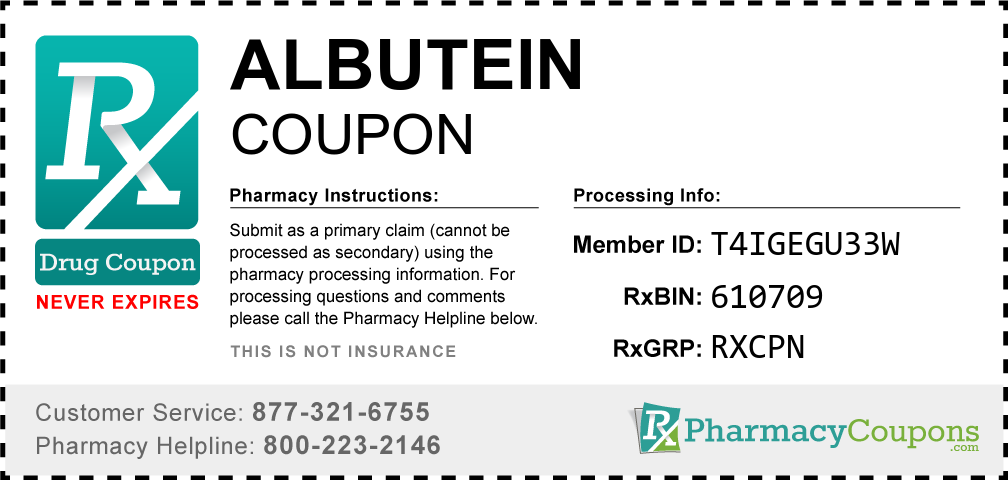 Albutein Prescription Drug Coupon with Pharmacy Savings