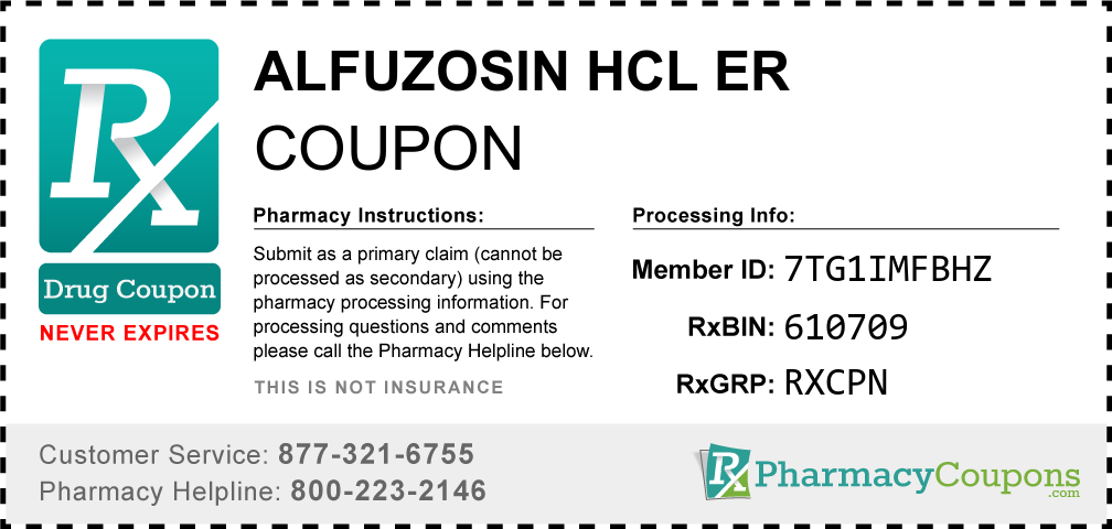 Alfuzosin hcl er Prescription Drug Coupon with Pharmacy Savings