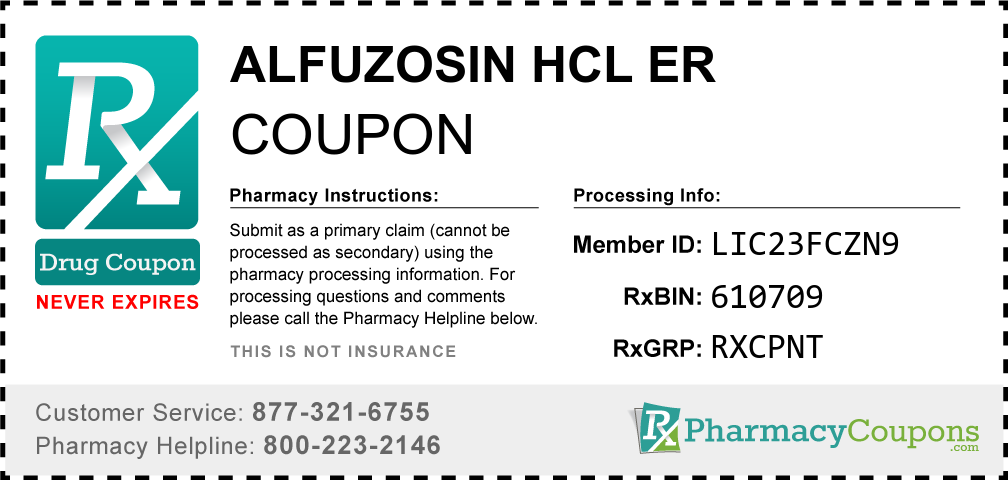 Alfuzosin hcl er Prescription Drug Coupon with Pharmacy Savings