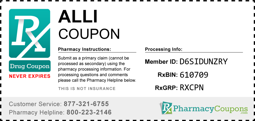 Alli Prescription Drug Coupon with Pharmacy Savings