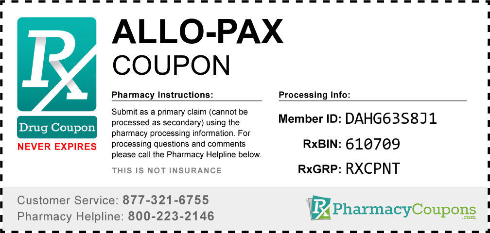 Allo-pax Prescription Drug Coupon with Pharmacy Savings