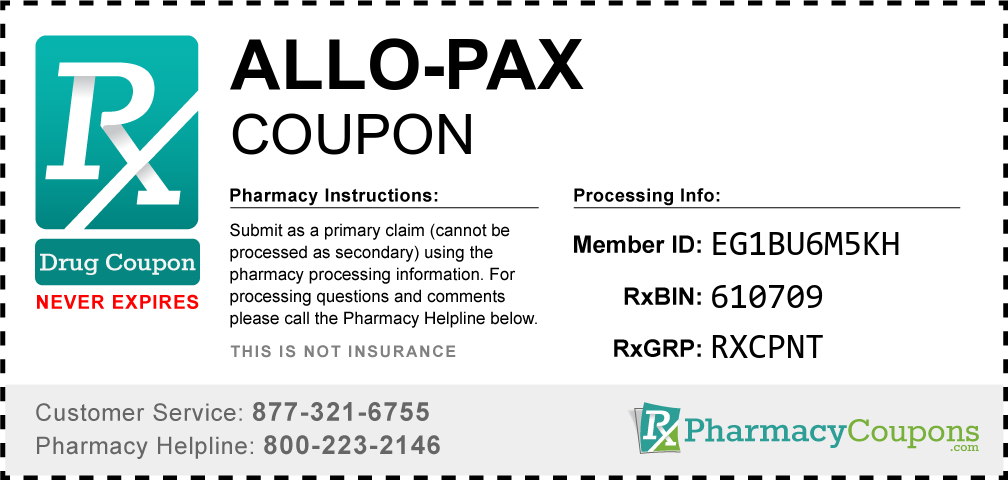 Allo-pax Prescription Drug Coupon with Pharmacy Savings