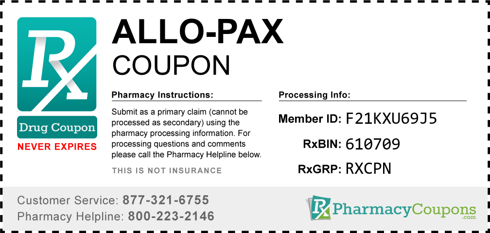 Allo-pax Prescription Drug Coupon with Pharmacy Savings
