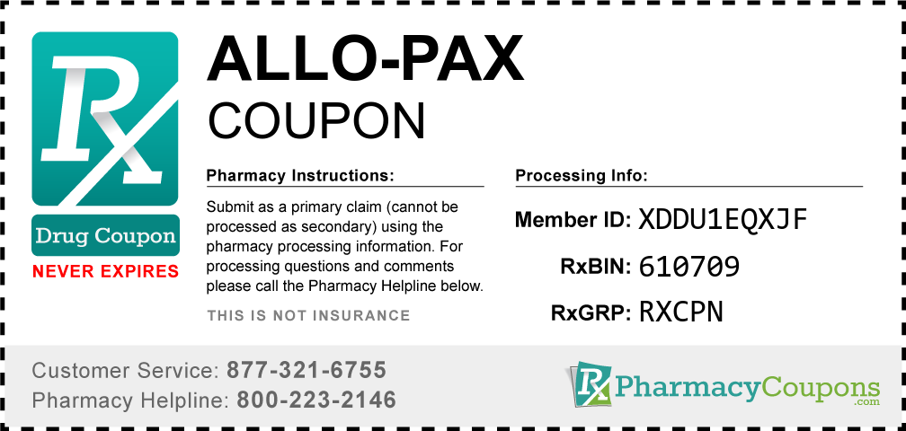 Allo-pax Prescription Drug Coupon with Pharmacy Savings