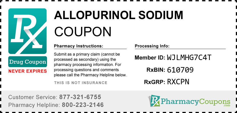 Allopurinol sodium Prescription Drug Coupon with Pharmacy Savings