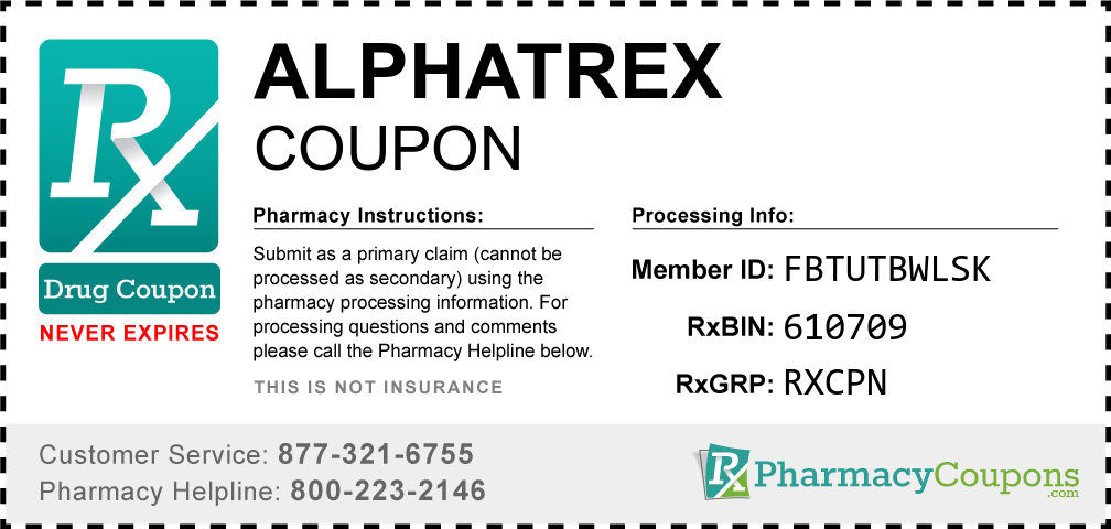 Alphatrex Prescription Drug Coupon with Pharmacy Savings