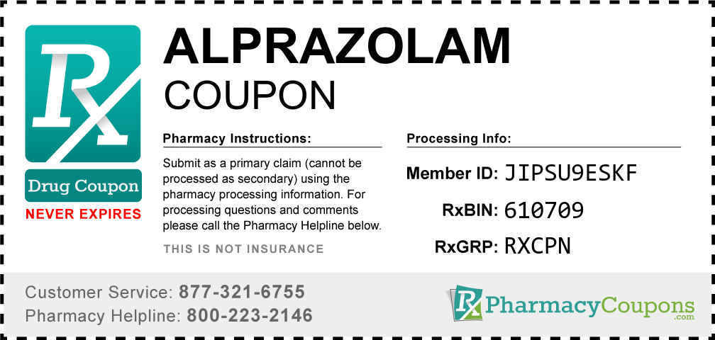 Alprazolam Prescription Drug Coupon with Pharmacy Savings