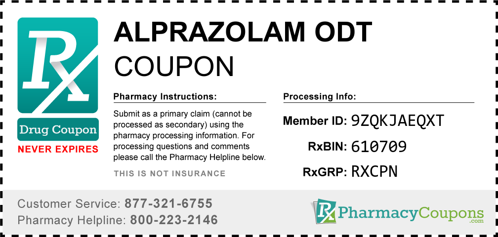 Alprazolam odt Prescription Drug Coupon with Pharmacy Savings