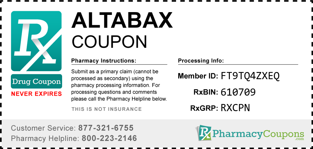 Altabax Prescription Drug Coupon with Pharmacy Savings