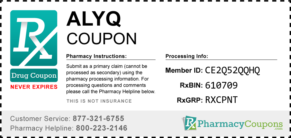 Alyq Prescription Drug Coupon with Pharmacy Savings