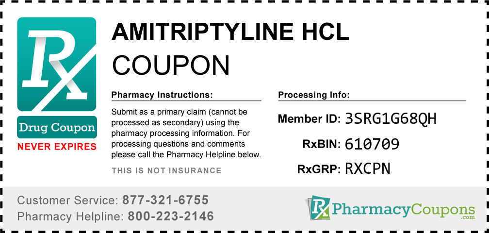 Amitriptyline hcl Prescription Drug Coupon with Pharmacy Savings