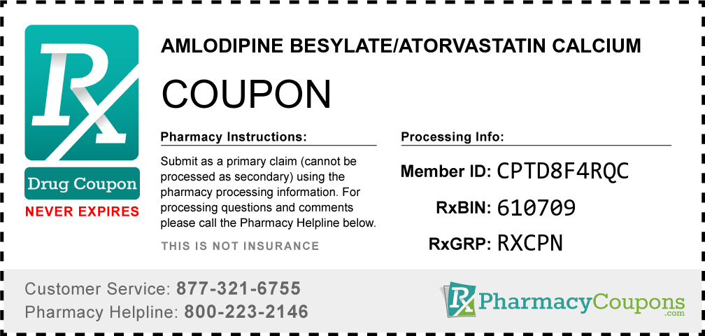 Amlodipine besylate/atorvastatin calcium Prescription Drug Coupon with Pharmacy Savings