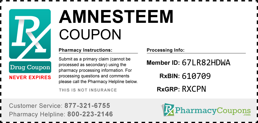 Amnesteem Prescription Drug Coupon with Pharmacy Savings