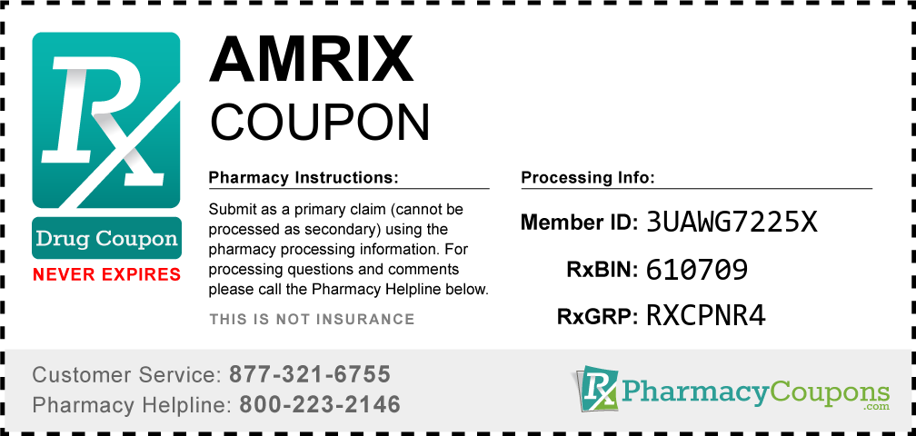 Amrix Prescription Drug Coupon with Pharmacy Savings