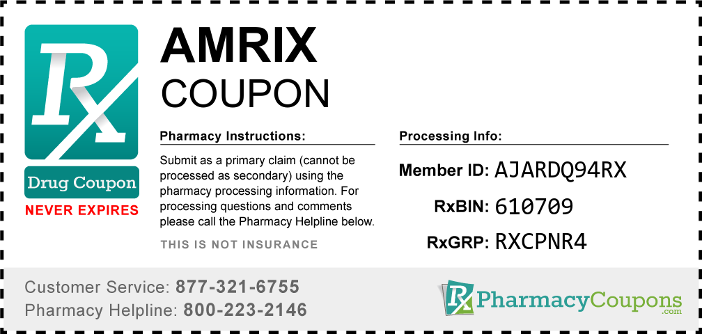 Amrix Prescription Drug Coupon with Pharmacy Savings