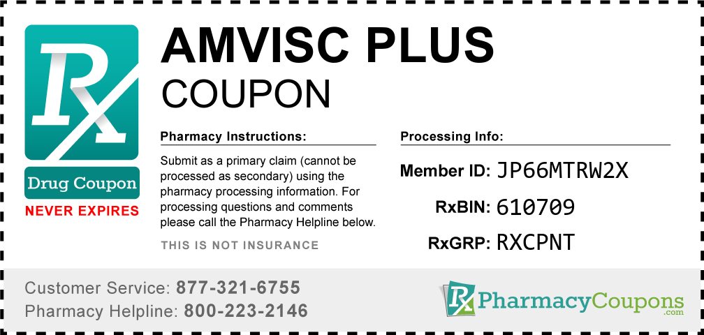 Amvisc plus Prescription Drug Coupon with Pharmacy Savings