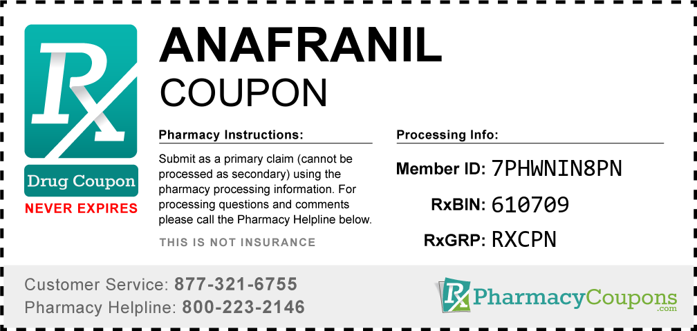 Anafranil Prescription Drug Coupon with Pharmacy Savings