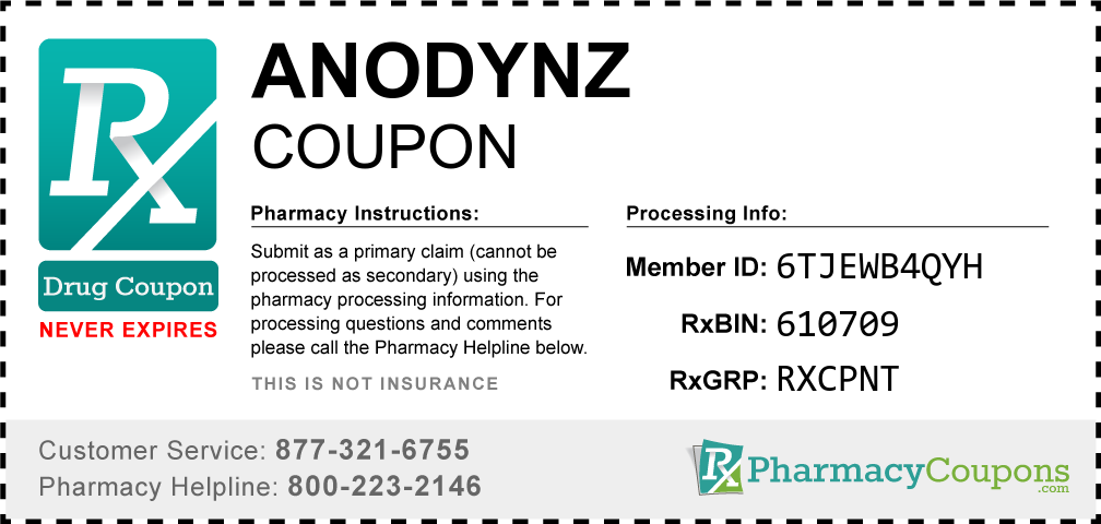 Anodynz Prescription Drug Coupon with Pharmacy Savings