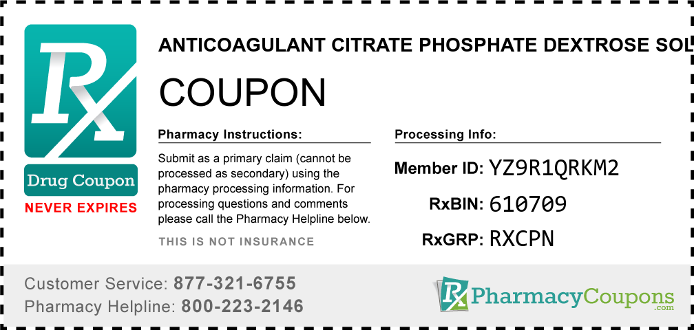 Anticoagulant citrate phosphate dextrose solution Prescription Drug Coupon with Pharmacy Savings