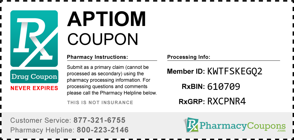 Aptiom Prescription Drug Coupon with Pharmacy Savings