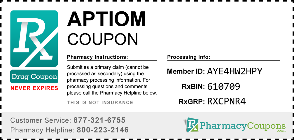 Aptiom Prescription Drug Coupon with Pharmacy Savings