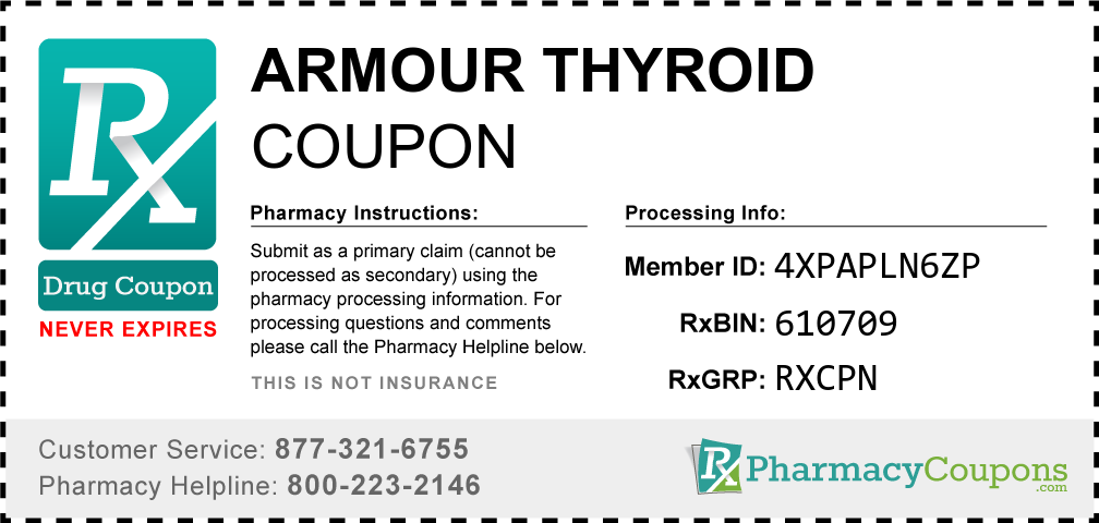 Armour thyroid Prescription Drug Coupon with Pharmacy Savings