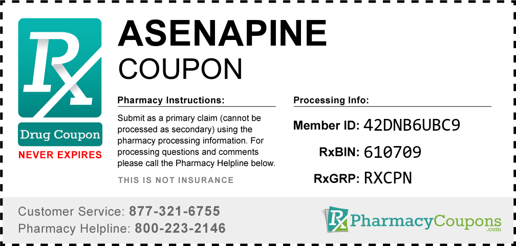 Asenapine Prescription Drug Coupon with Pharmacy Savings