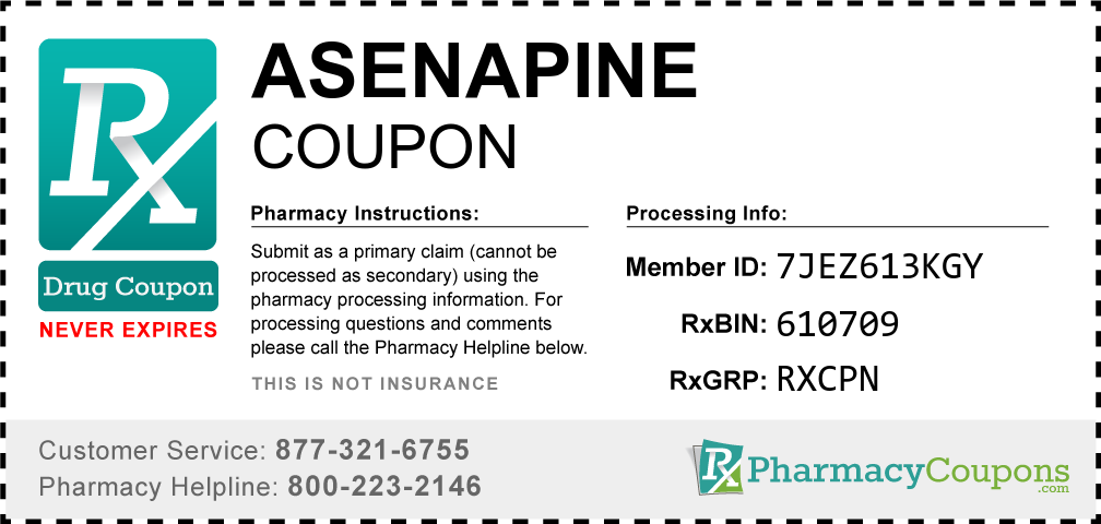 Asenapine Prescription Drug Coupon with Pharmacy Savings